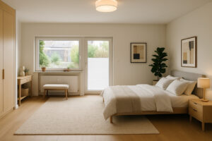 Visualisierung Schlafzimmer mit Zugang zur Terrasse (EG)