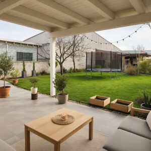 Visualisierung Terrasse mit Blick in den Garten (EG)