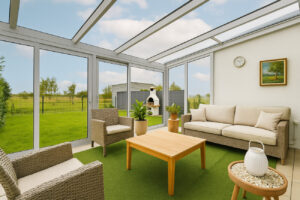 Wintergarten mit Gartenfläche - visualisiert