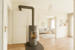 Essbereich und Kamin visualisert