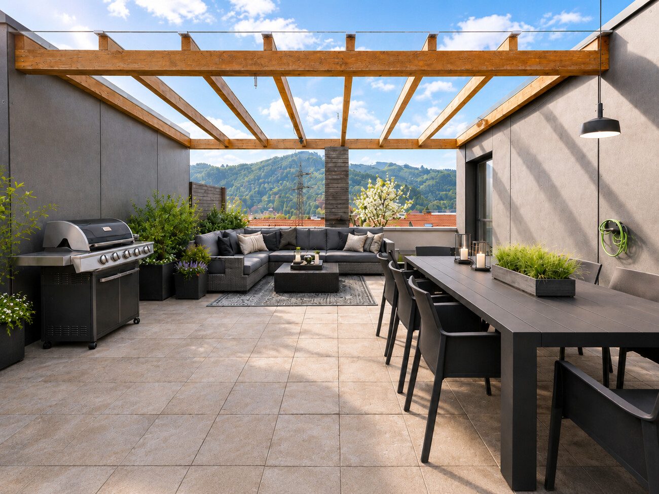Dachterrasse überdachter Teil