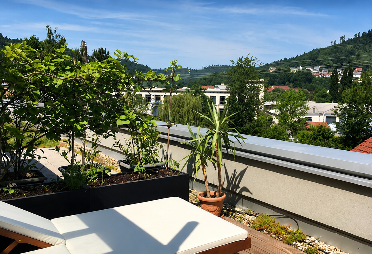 Dachterrasse im Sommer