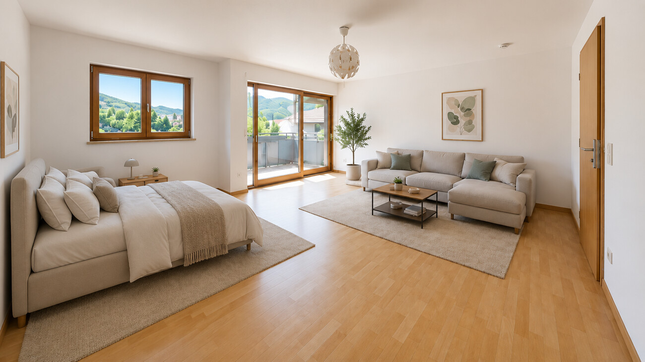 Schlaf-/Wohnzimmer visualisiert