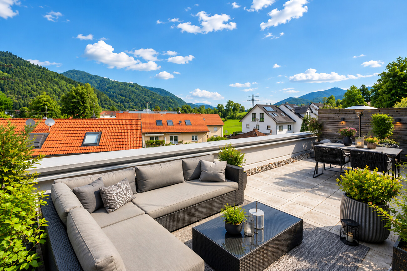 Dachterrasse Loungeecke visualisiert